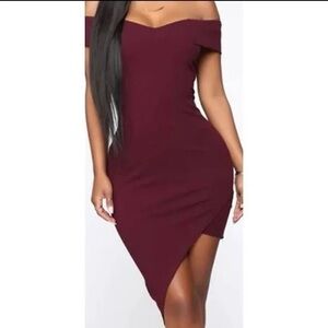 Fashion Nova Size XL Plum bodycon asymmetrical dress